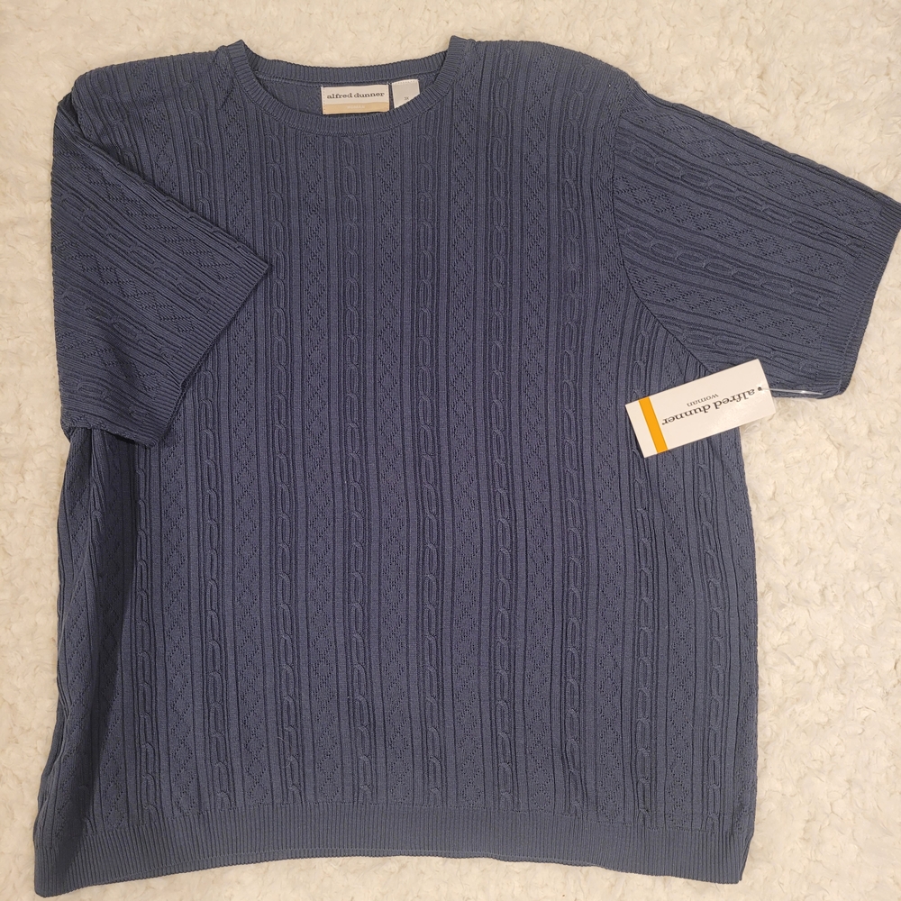 Alfred Dunner Women's Blue Crewneck Sweater